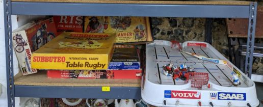 A selection of vintage board and other games to include boxed international edition Subbuteo table