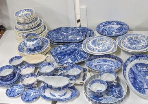 Mixed blue and white ceramics to include Spode, Seaforth, and others Location: