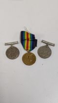 A WWI Victory medal 297849 PTE.F.J.LAKE.CAMB.R together with two WWII war medals Location: