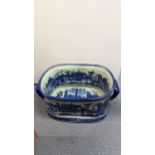A blue and white transfer printed Victorian wear foot bath Location: