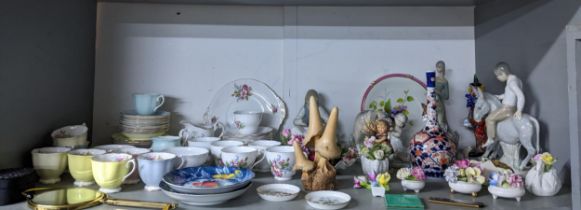 A mixed lot of ceramics and other ornaments to include a Royal Albert harlequin part tea set,