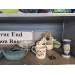 A mixed lot to include 19th century Turnbridge ware miniature chamberstick, a Victorian porcelain