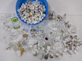 A collection of thimbles, together with a selection of Swarovski style ornaments A/F Location: