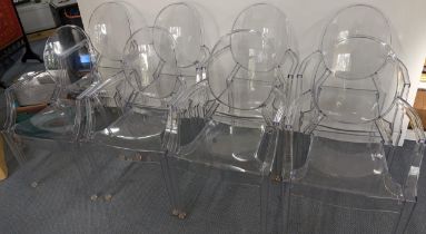 A set of eight ghost transparent after Philippe Starck for Kartell, unmarked Location: