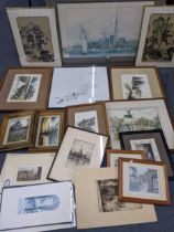 Mixed pictures to include a George Atack watercolour depicting Wellington Arch, Chinese framed