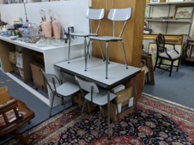 A mid 20th century retro chrome and Formica table and four matching dining chairs Location: