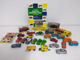 A collection of Dinky, Corgi and Matchbox vintage diecast model cars, some boxed to include a Dinky,