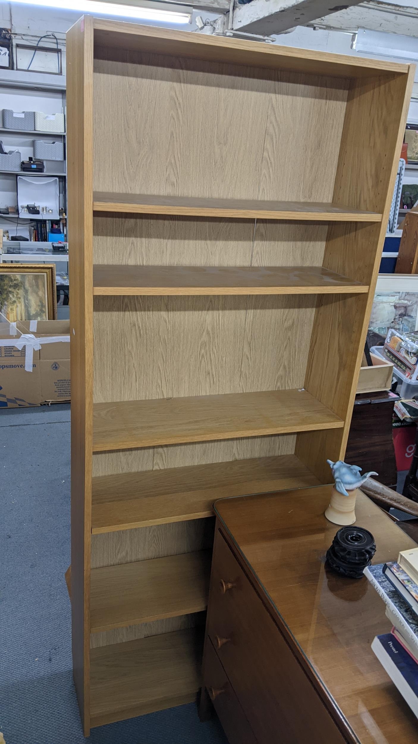 A collection of light oak finished open bookcase to include two tall bookcases and three smaller - Image 3 of 5