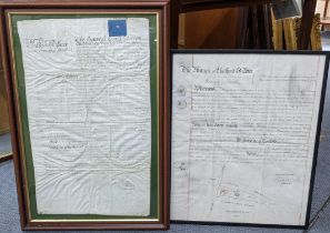 Two 19th century framed and glazed indentures Location: