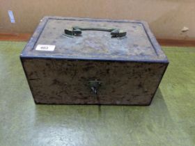 A Victorian metal floor safe box, with key, Location: