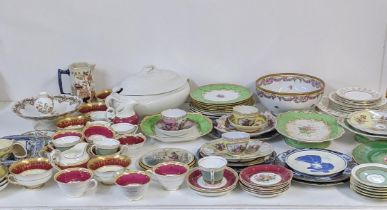 Mixed 19th/early 20th century ceramics to include cups and saucers having Meissen marks, together