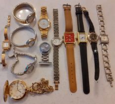 A quantity of modern watches to include a Japanese Aston gents gold tone wristwatch, a ladies