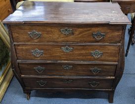 A late 18th/early 19th century Continental bombe chest of four long drawers 84cm h x 89.5cm w