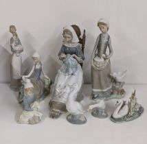 Lladro to include Lladro Embroiderer 4865 figurine, Lladro Girl with Goose 4815 figurine and