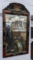 An early 20th century chinoiserie and ebonized wall hanging mirror, 68.5cm h x 38.5cm w Location: