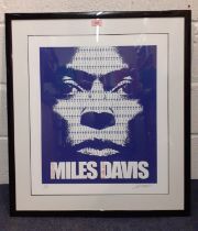 A Miles Davis limited edition print No:1 of 50, signed Pete O'Neil to the right hand margin, 28" x