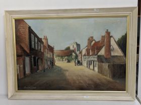 Leonard Dench - oil on canvas depicting Bray Village, 59.5cm x 39cm, framed Location:LWF