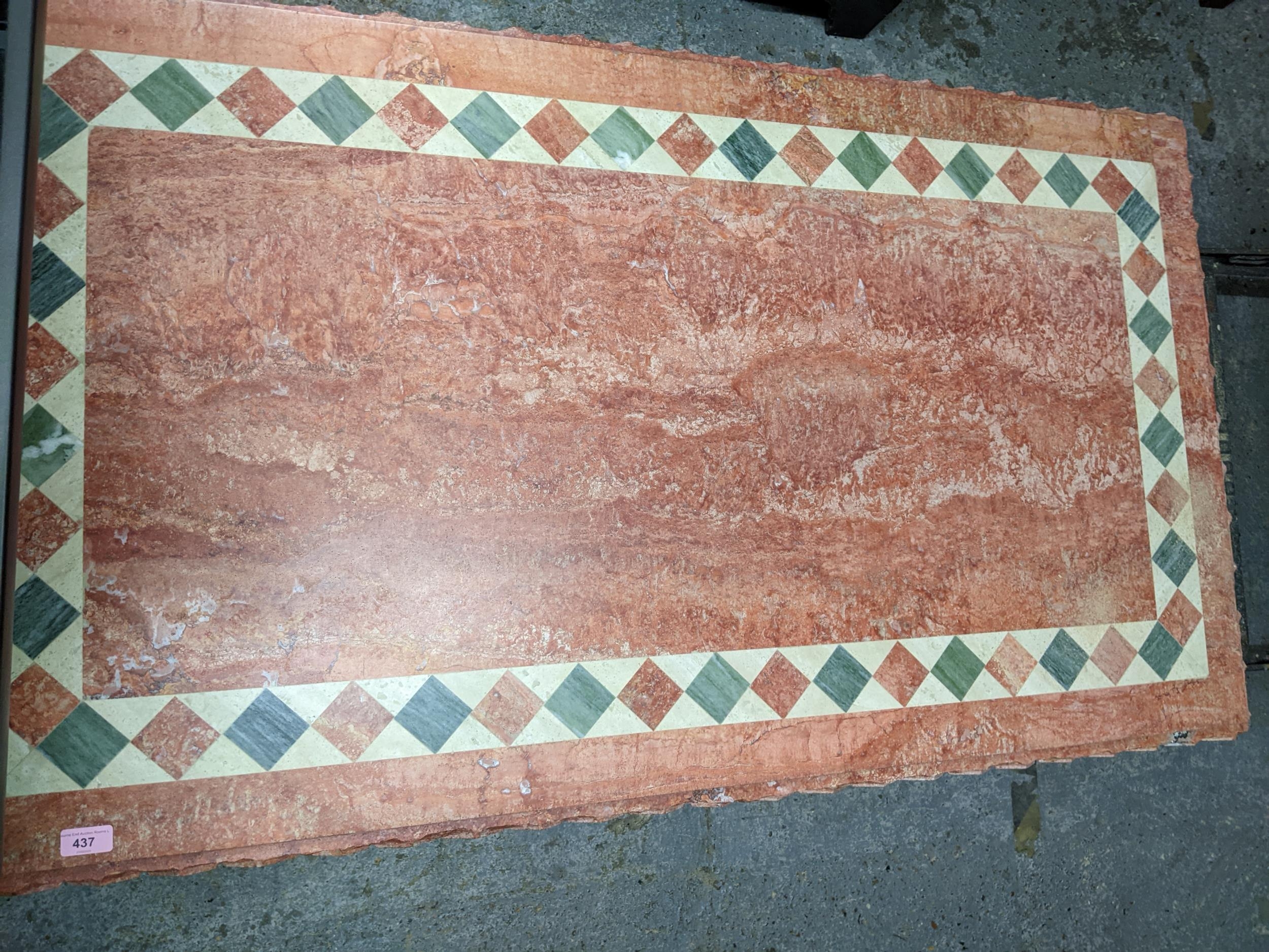 A contemporary pink stone coffee table, rectangular top with carved edge, standing on a square - Image 2 of 2