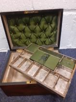 A Victorian mahogany fitted sewing box with removable tray, 13cm High x 25cm wide x 17cm deep.