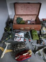 A collection of vintage military, TV related, and other diecast model vehicles to include a Dinky