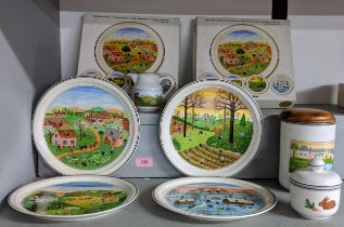 Villeroy and Boch ceramics to include a set of The Four Seasons plates in two boxes, a storage jar