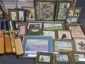 A collection of mainly cricket related items to include signed Sir Donald Bradman first day