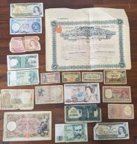 Banknotes - A mixed collection of world banknotes to include, Vintage William Shakespeare UK £20