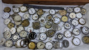 A selection of 19th century and later pocket watches and parts to include a nickel cased military