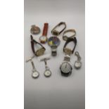 A mixed lot to include a 9ct gold filigree necklace, 1.7g, a group of mixed watches to include a