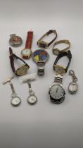 A mixed lot to include a 9ct gold filigree necklace, 1.7g, a group of mixed watches to include a