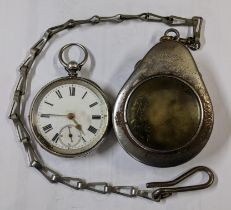 A late 19th/early 20th century 800 silver open faced pocket watch together with a miners pocket