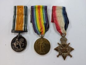 Three Great War medals to include a Star, all marked SS-18354 Pte. A Palmer ASC Location: