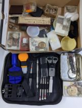 A mixed lot to include a watch repair kit and various pocket watch parts Location: