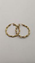 A pair of 9ct gold twisted rope earrings, 2.6g Location: