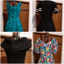 A group of vintage ladies dresses, 1950's-1990's, to include a 1950's turquoise sleeveless evening