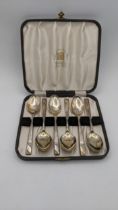 A set of six silver teaspoons hallmarked Sheffield 1958 boxed, total weight 135.4g Location: