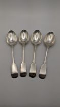 Four fiddle pattern silver tablespoons hallmarked Sheffield 1911, total weight 188.6g, Location: