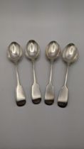 Four fiddle pattern silver tablespoons, hallmarked Sheffield 1911, total weight 190.5g, Location: