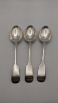 Three fiddle pattern silver tablespoons, hallmarked Sheffield 1911, total weight 143.2g, Location: