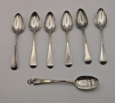 A set of six silver teaspoons and another commemorating HMS Victory 1805. 96.4g Location: