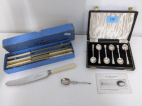 Silver and silver plate to include a cased set of six reproduction Charles II Devon spoons,