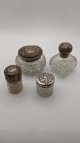 Mixed crystal cut glass and silver dressing table items to include a perfume bottle Location: