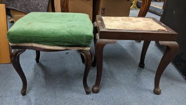 Two Stools to include a 19th century French Serpentine fronted stool on cabriole legs Location: