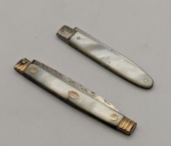 Two 19th century silver bladed fruit knives, one with gold coloured mounts Location: