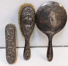 Three late 19th/early 20th century silver dressing table items Location: