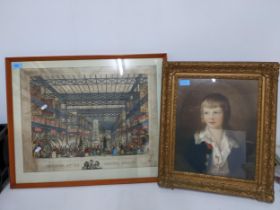 Augustus Butler - Interior of the Crystal Palace - a 19th century coloured engraving published by