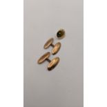 A pair of 9ct gold cufflinks and 9ct gold stud, 7.9g Location: