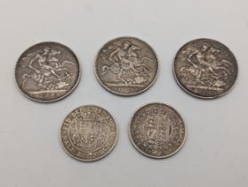 British Silver Coinage - Victoria (1837-1901), A group of three Crowns dated 1889, 1896 and 1898,