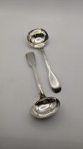 Two silver sauce ladles, one hallmarked London 1841, total weight 172.6g Location: