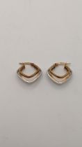 A pair of 9ct gold two tone earrings, 2.5g Location: